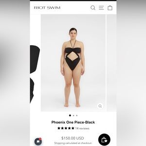 Phoenix Black Riot Swim One Piece size small